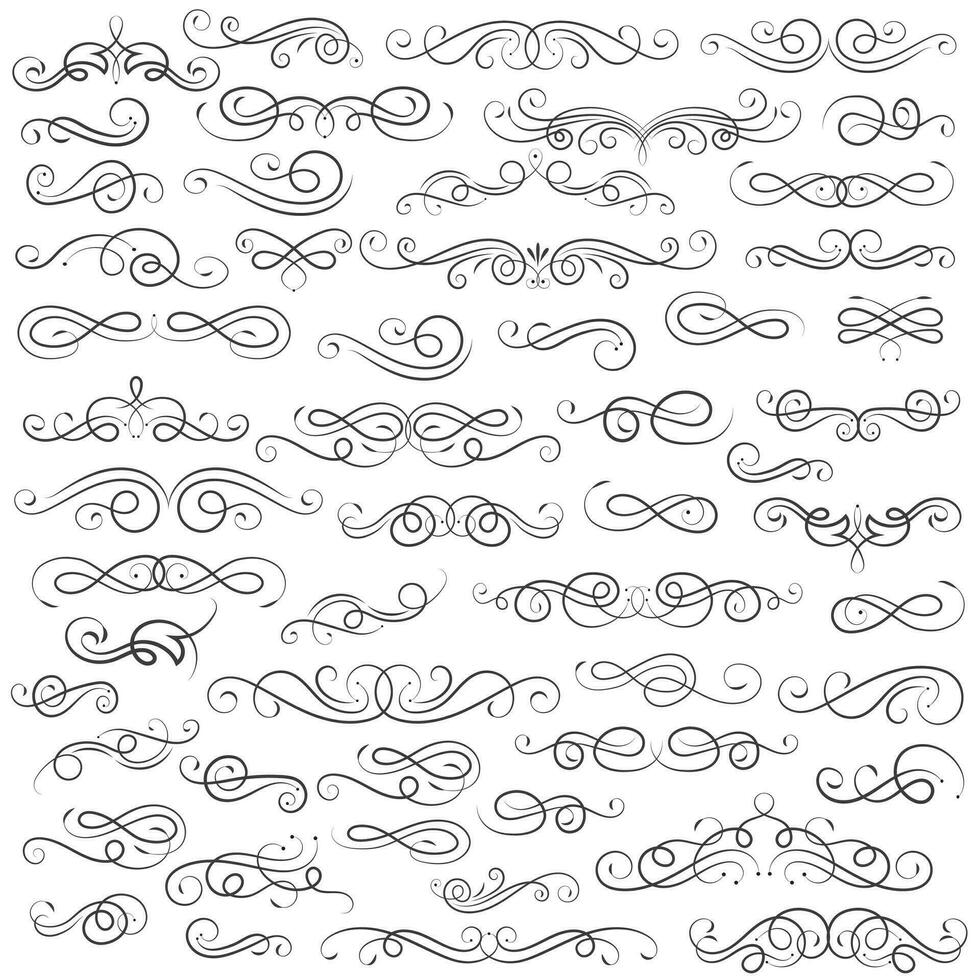 Vector graphic elements for design vector elements. Swirl elements decorative illustration. Classic calligraphy swirls, greeting cards, wedding invitations, royal certificates and graphic design.
