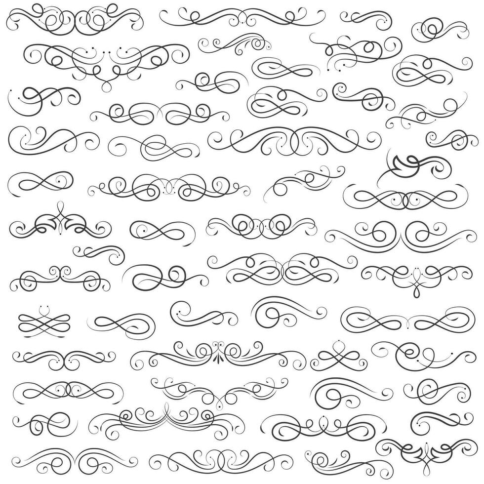 Vector graphic elements for design vector elements. Swirl elements decorative illustration. Classic calligraphy swirls, greeting cards, wedding invitations, royal certificates and graphic design.