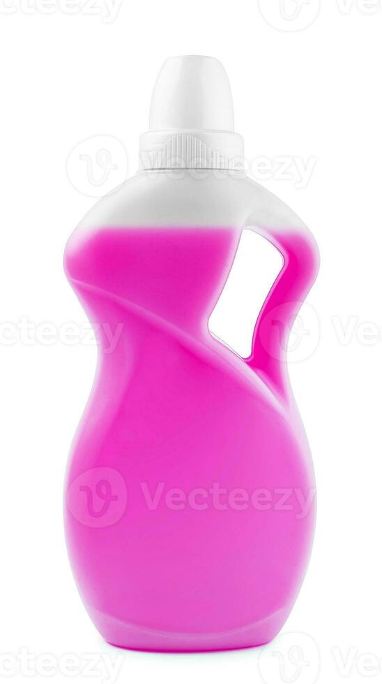 Pink Plastic detergent bottle isolated on white background photo