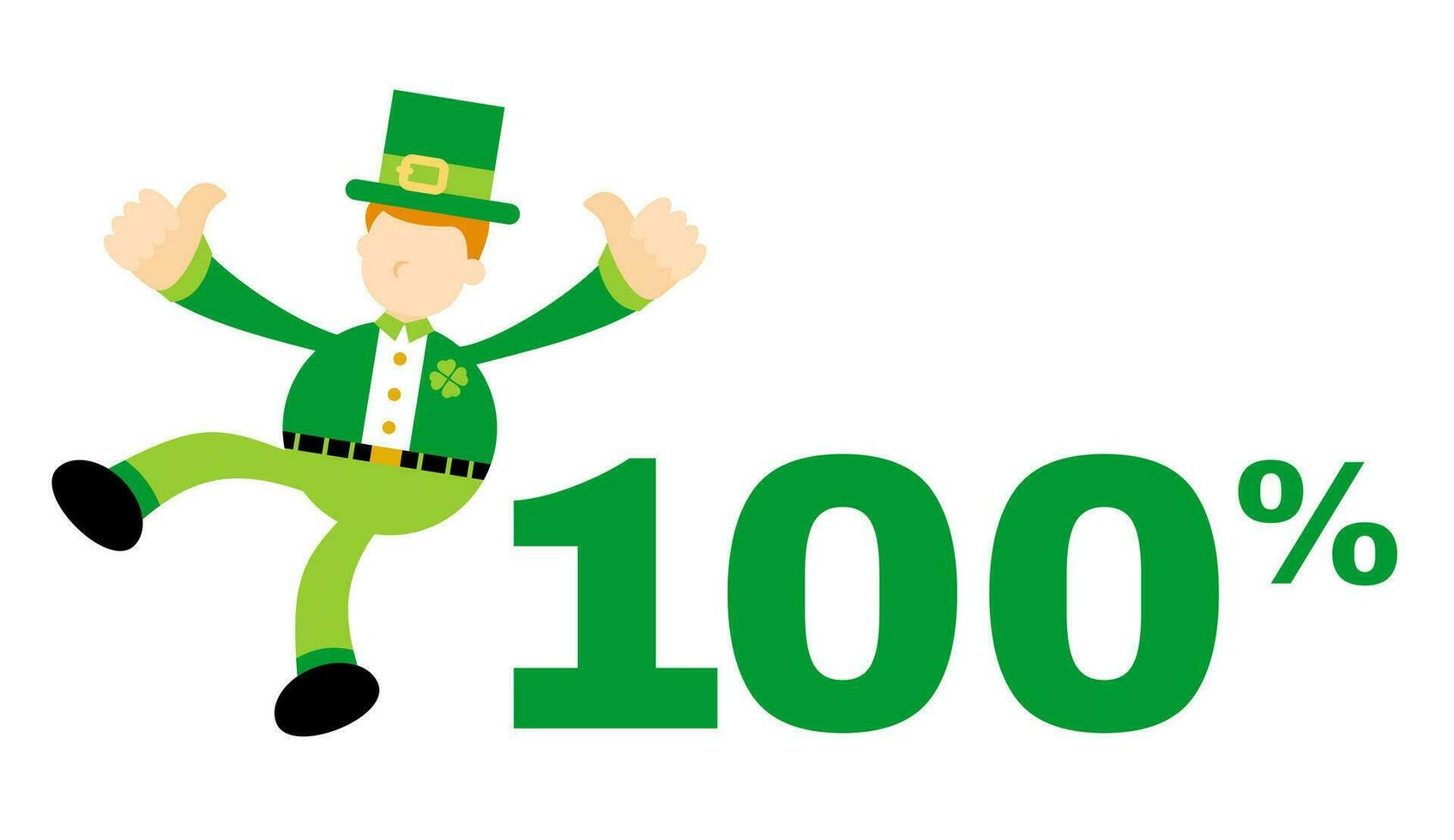 leprechaun and one hundred percent cartoon doodle flat design style vector illustration