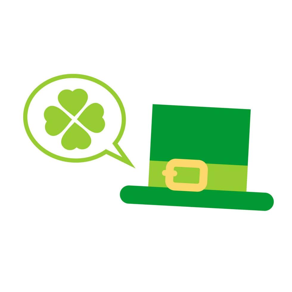 Green hat leprechaun lucky clover cartoon doodle flat design style vector illustration