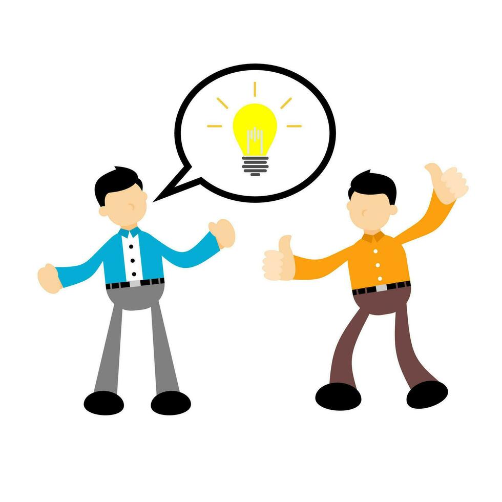 businessman worker with pointing to the bulb cartoon doodle. Idea concept flat design style vector illustration