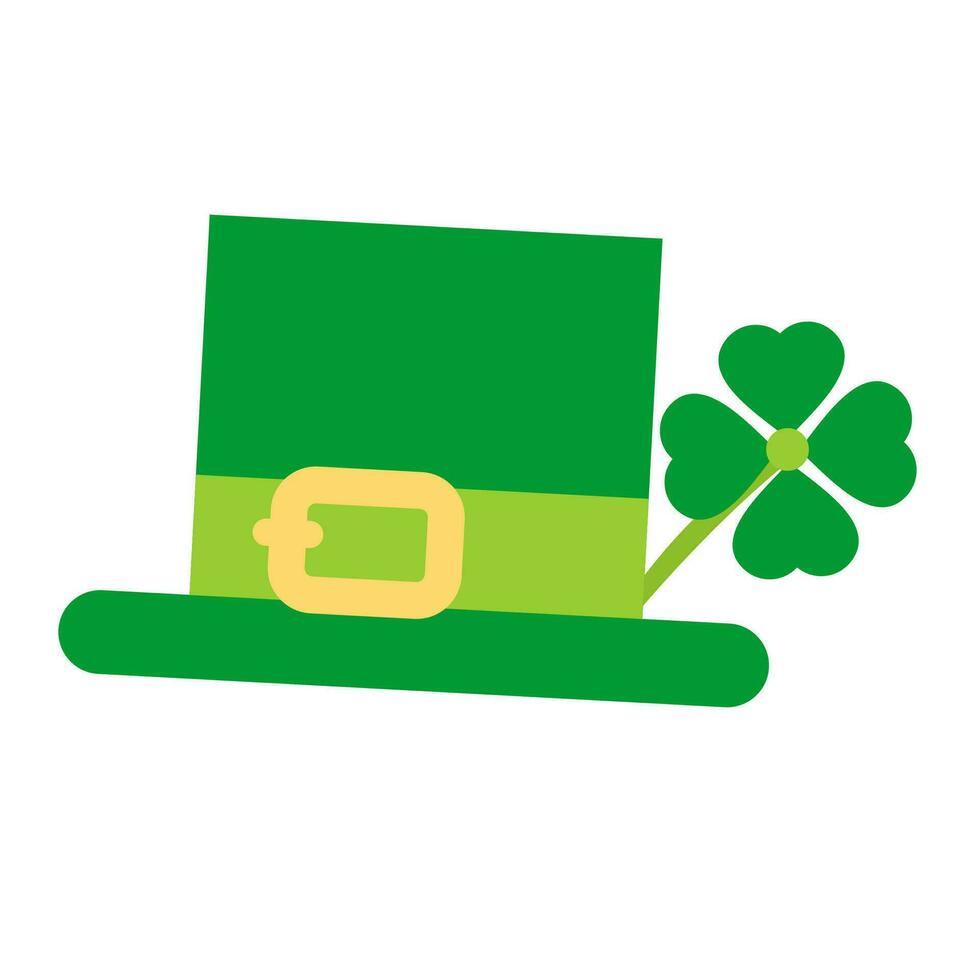 Green hat leprechaun lucky clover cartoon doodle flat design style vector illustration