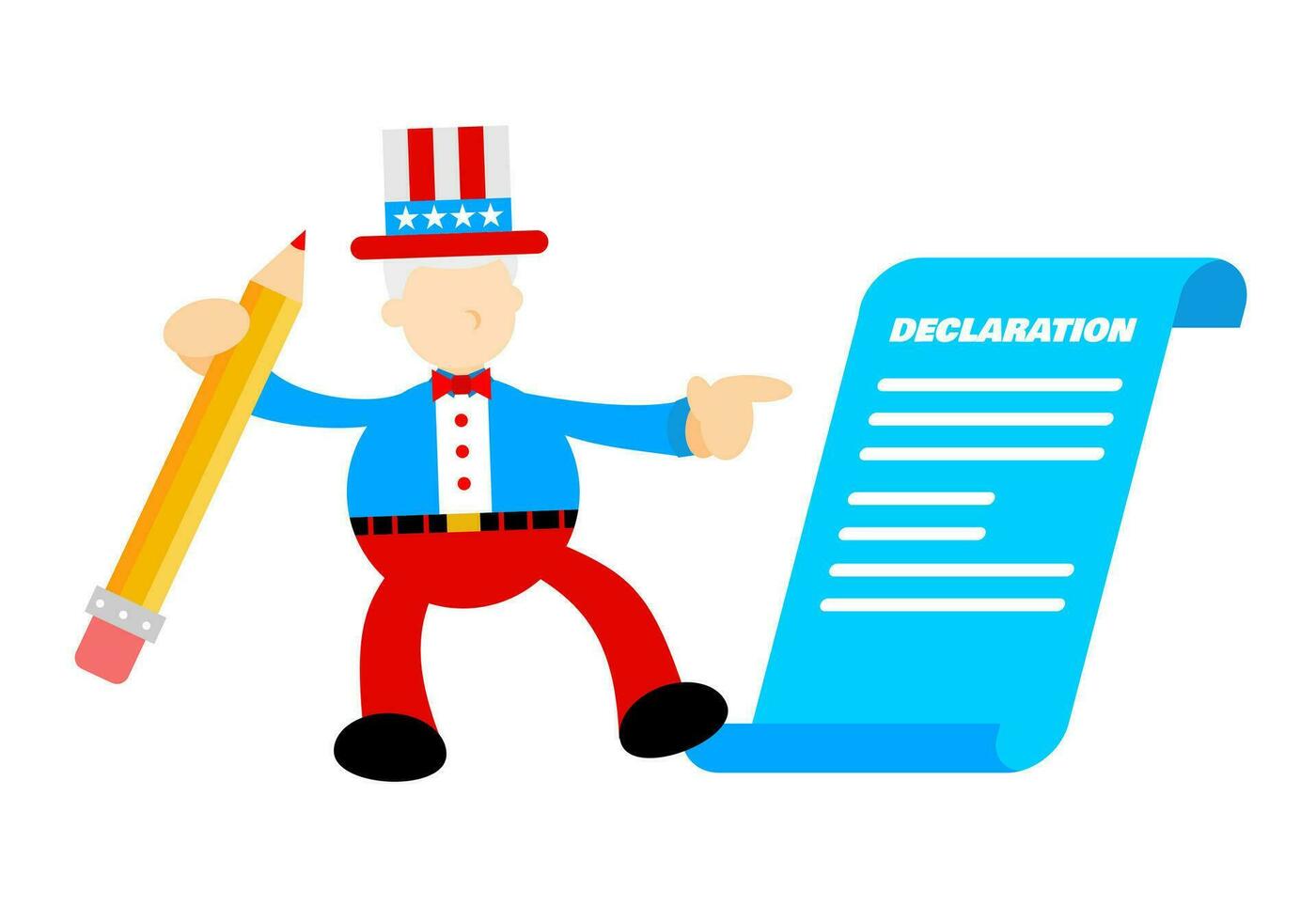 Uncle sam america people and declaration politic paper document cartoon doodle flat design style vector illustration