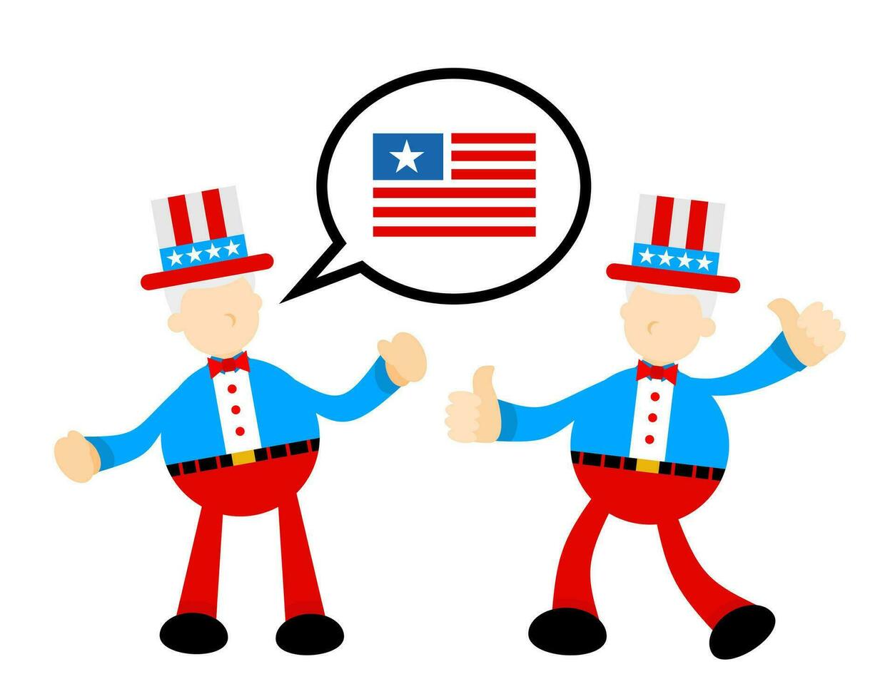 uncle sam america people and politic national flag cartoon doodle flat design style vector illustration