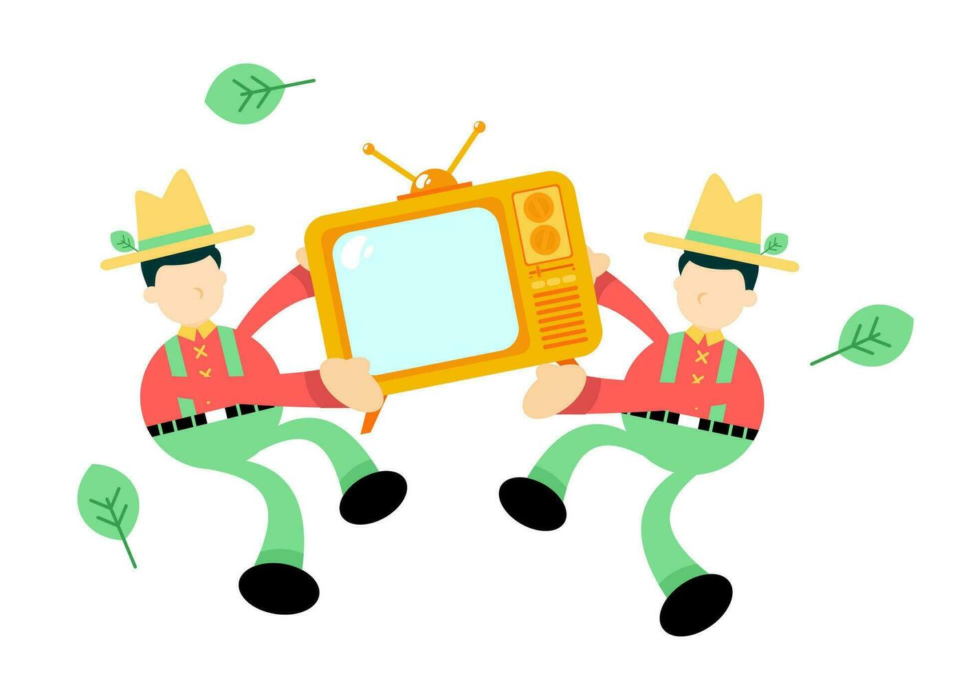 farmer man agriculture and yellow television electronic cartoon doodle flat design style vector illustration