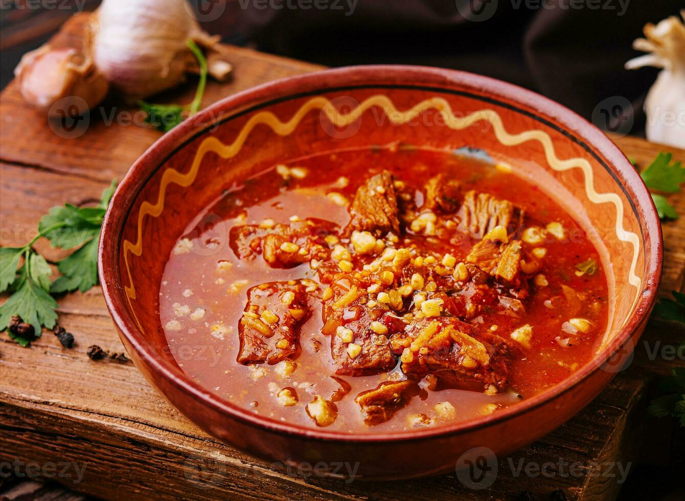 Mexican hot chili con carne in a bowl photo