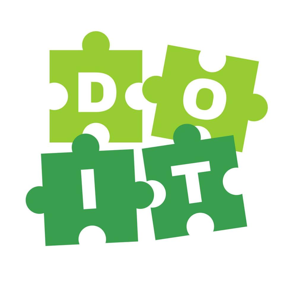 green do it word puzzle cartoon doodle flat design style vector illustration