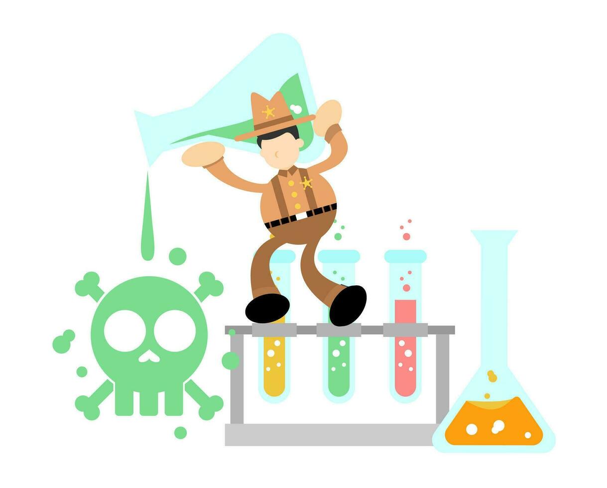 cowboy america hazardous skull alert danger toxic laboratory formula cartoon doodle flat design style vector illustration