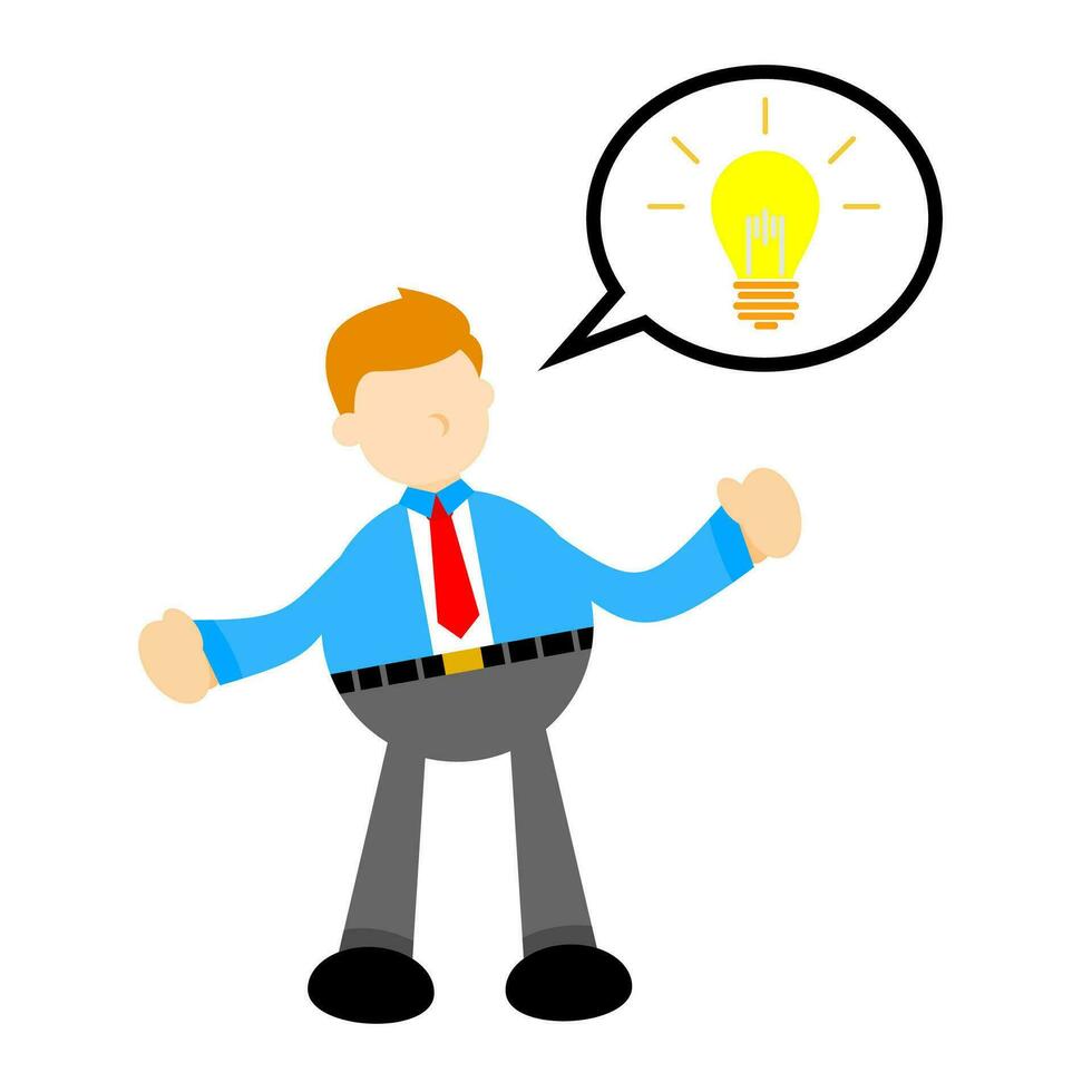 businessman and lamp idea cartoon doodle flat design style vector illustration