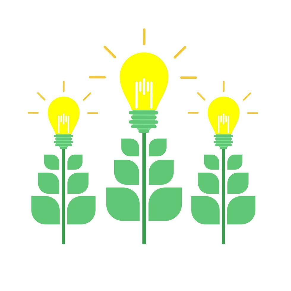 lamp light bulb idea plant cartoon doodle flat design style vector illustration