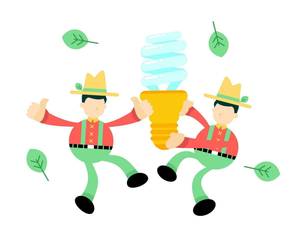 farmer man agriculture and spiral modern lamp cartoon doodle flat design style vector illustration