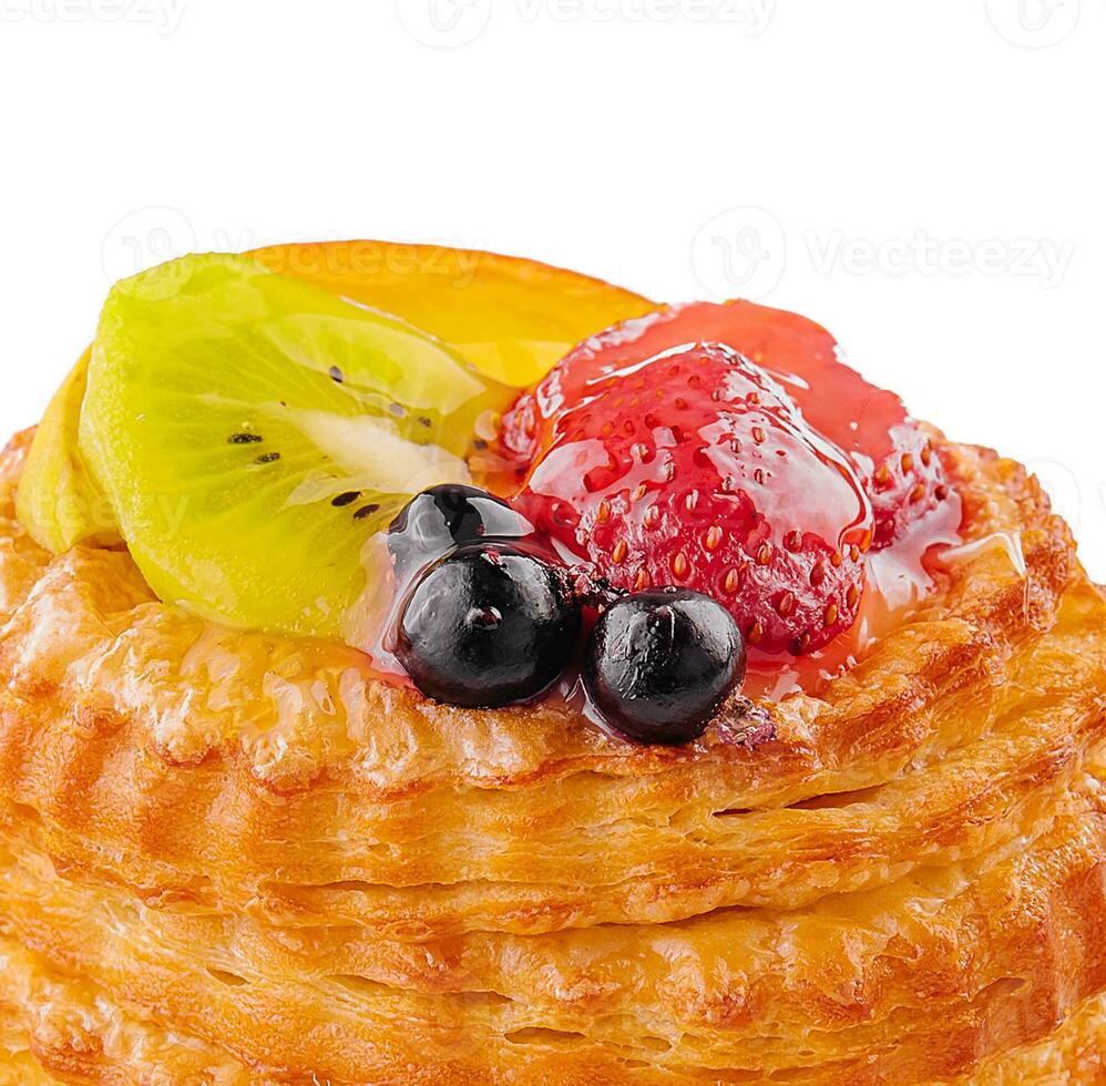 Fresh delicious puff pastry with sweet berries photo