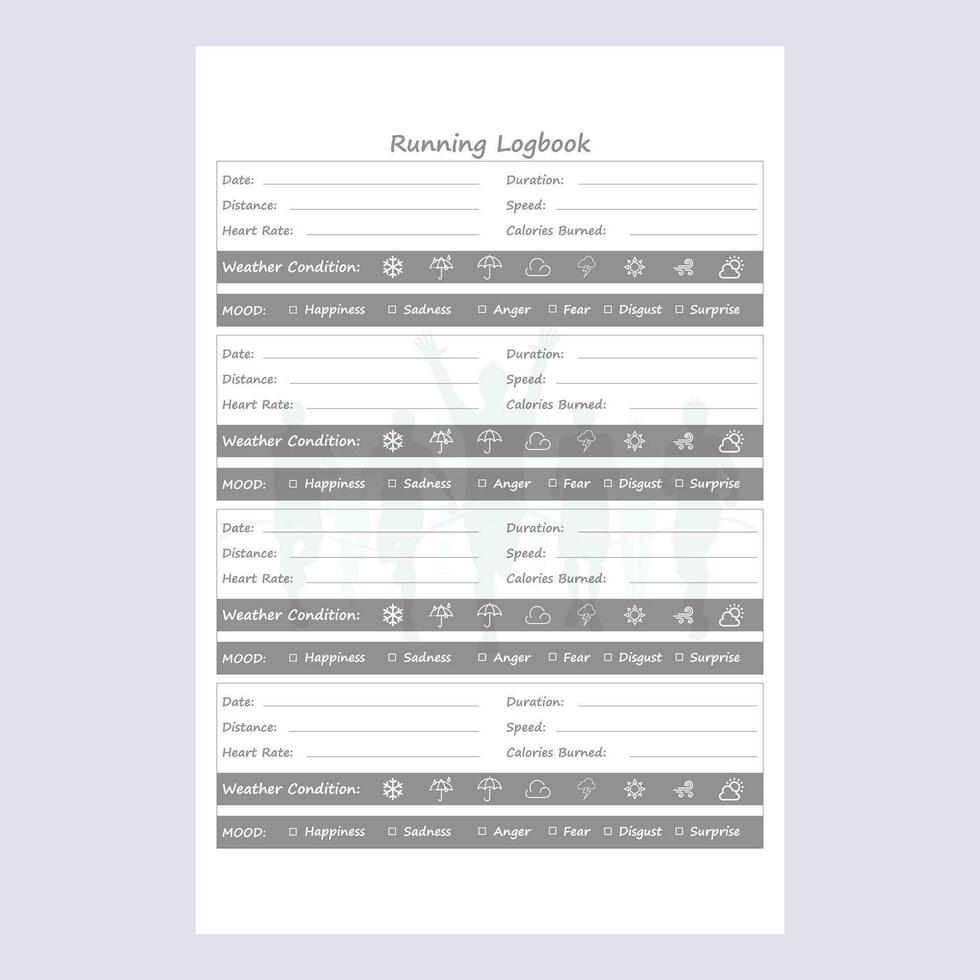 Vector Illustration of running log book interior
