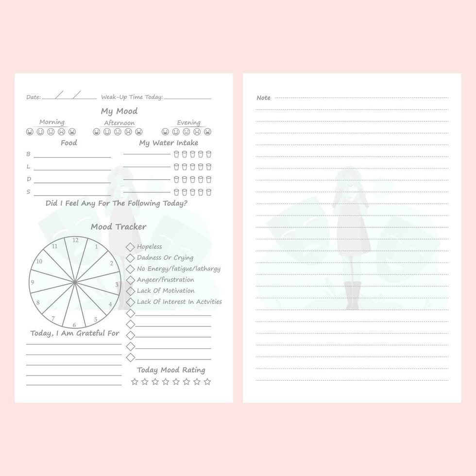 Vector Illustration of Mood Tracking Journal