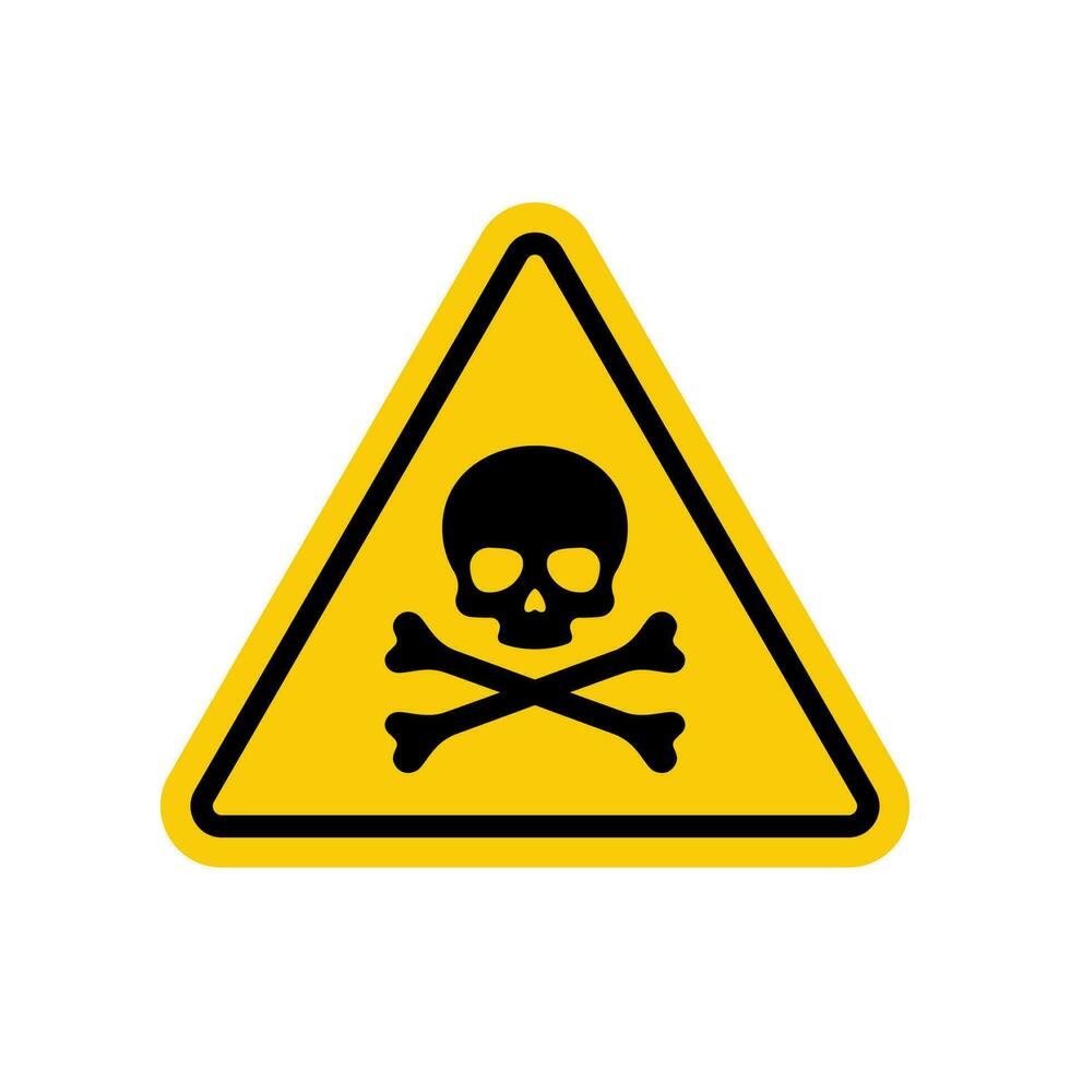 Triangle skull danger sign vector isolated.