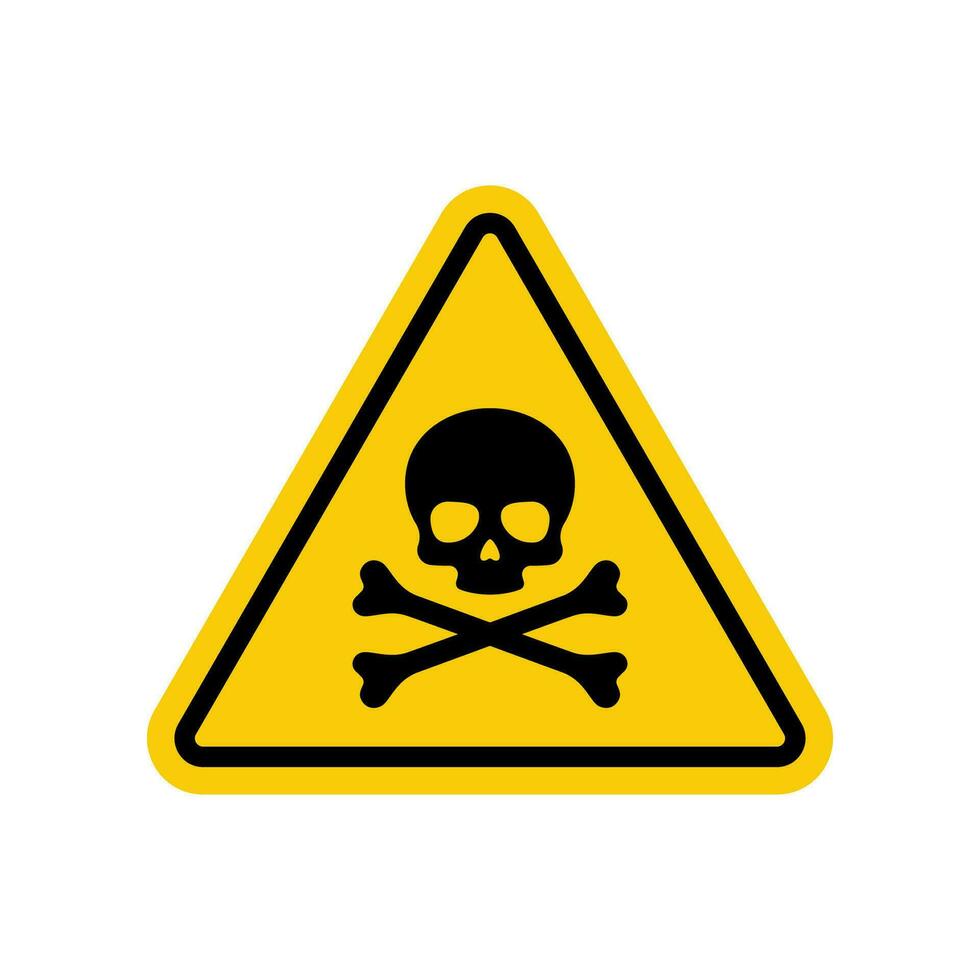 Triangle skull danger sign vector isolated.