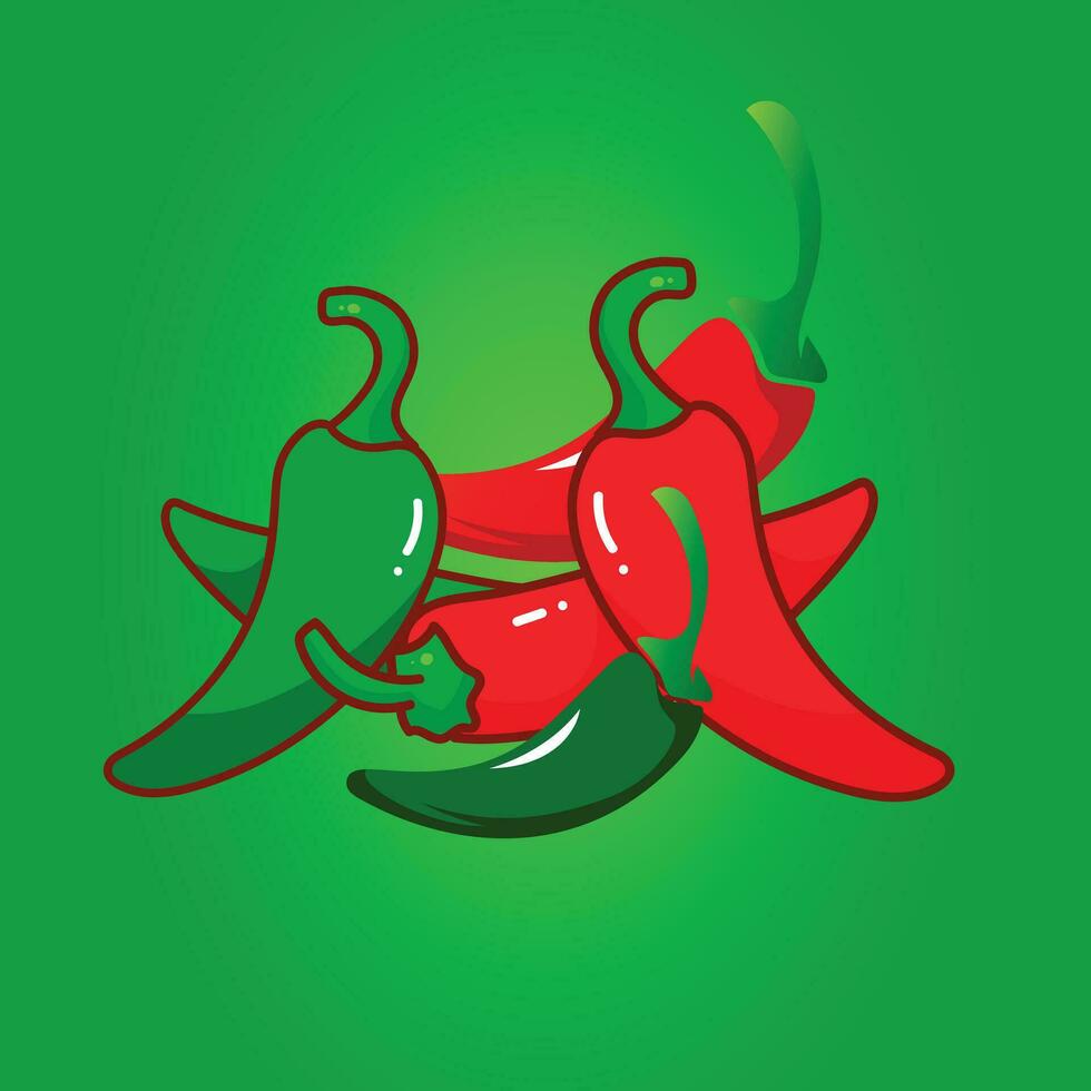Green and Red Chili vector