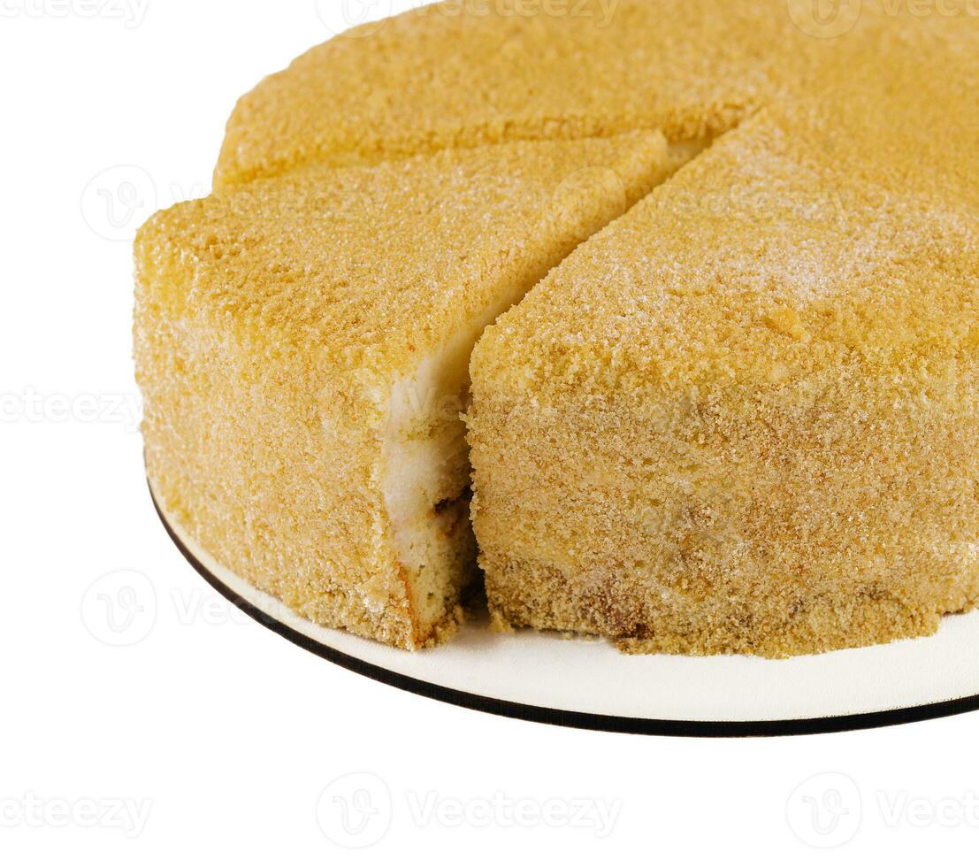 Napoleon Cake on a white plate photo