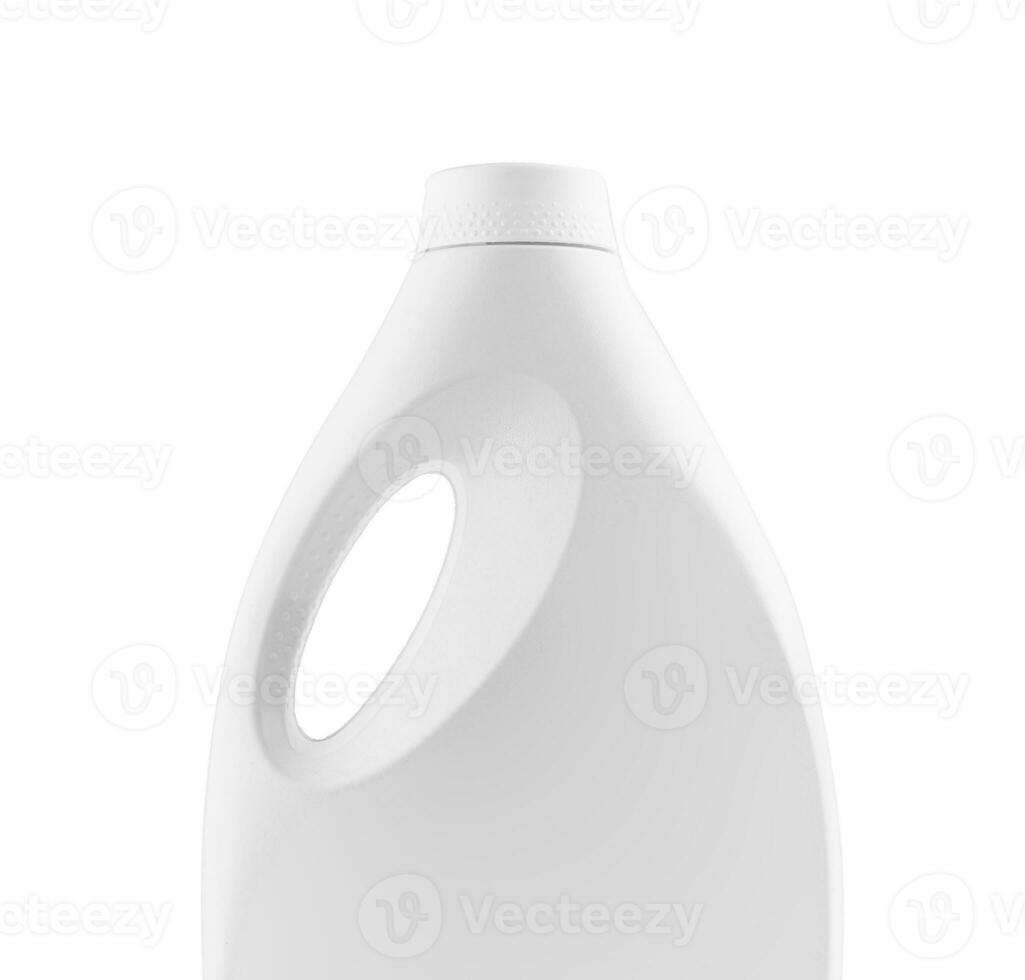 Plastic detergent container isolated on white background photo