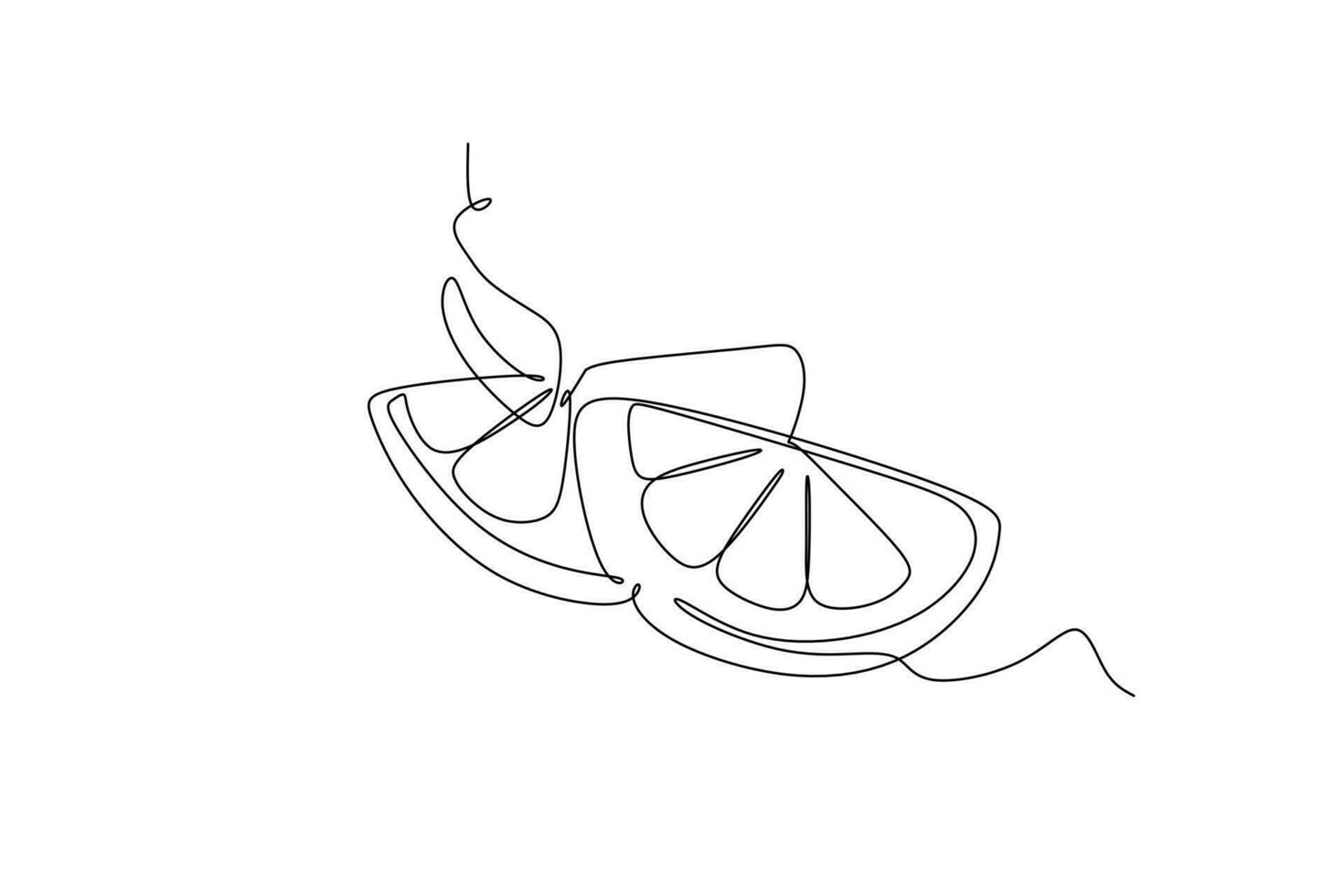 Continuous one line drawing of lemon fruit vector illustration