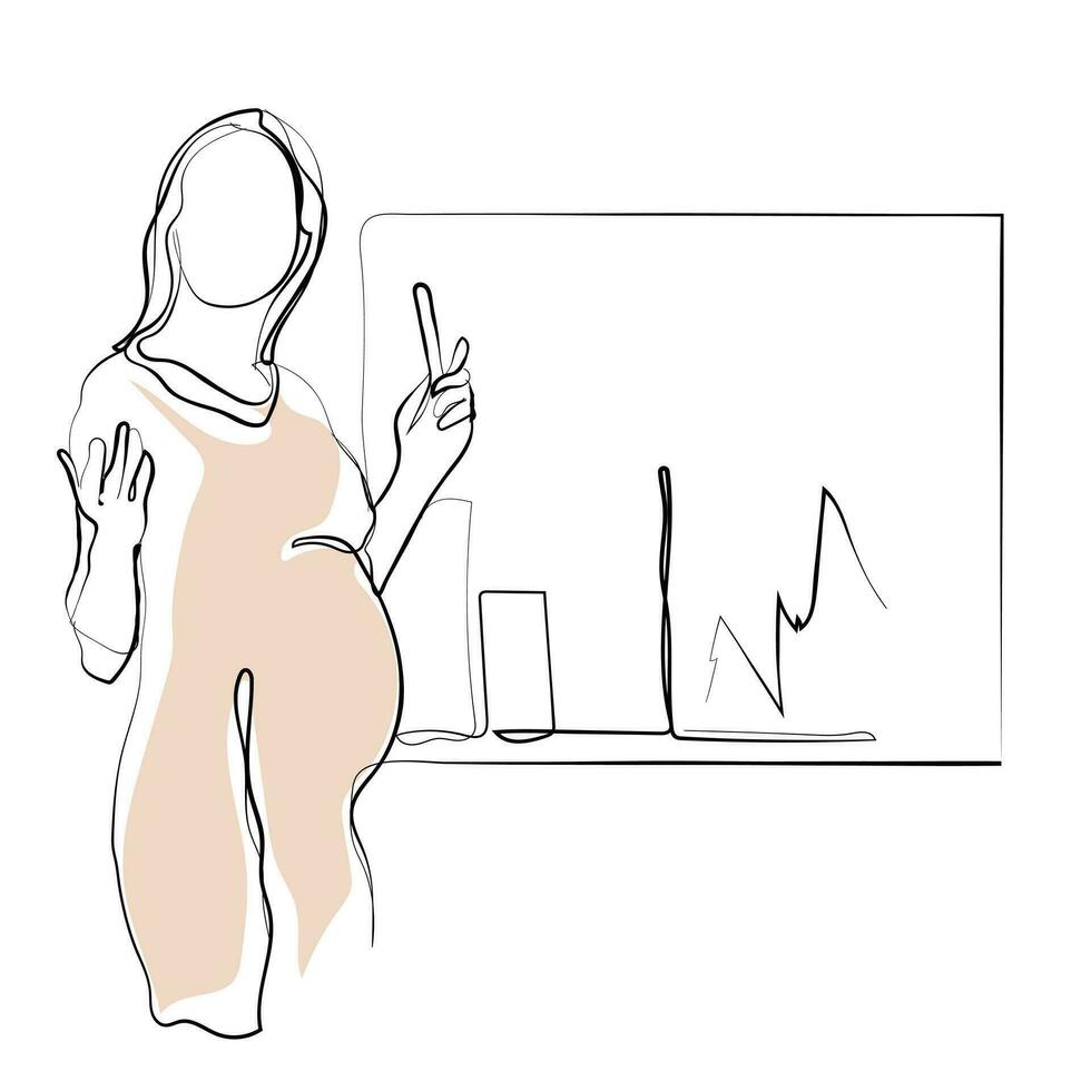 line art vector of pregnant women.Motherhood and corporate settings.