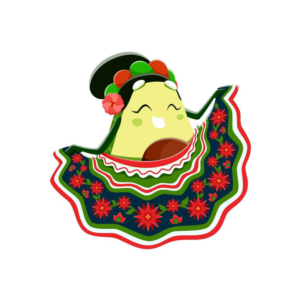 dibujos animados mexicano bailando aguacate personaje vector