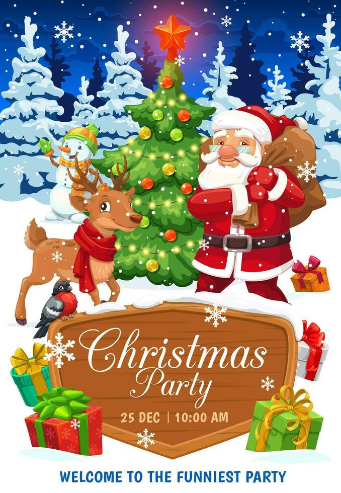 Christmas party flyer, vector invitation poster