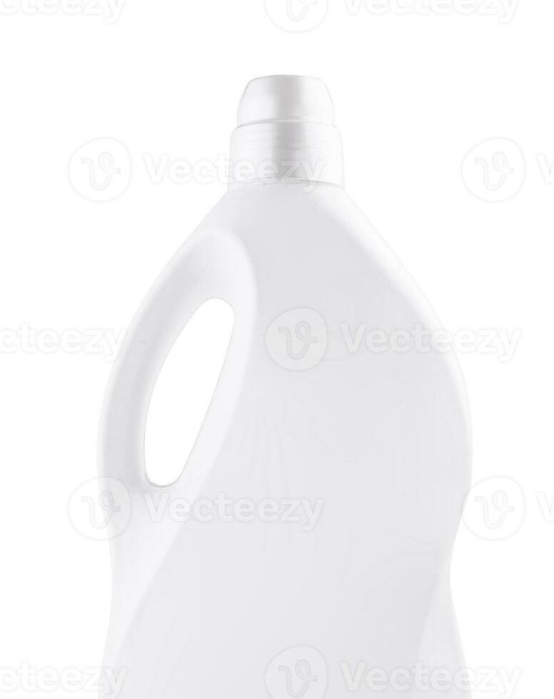 White plastic container for liquid detergent isolated photo