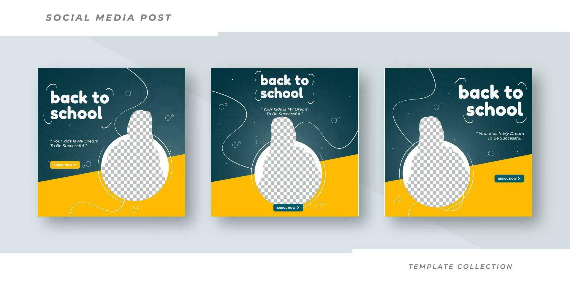 Back to school admission promotion template design, School admission social media post banner design squares background education Pro Vector