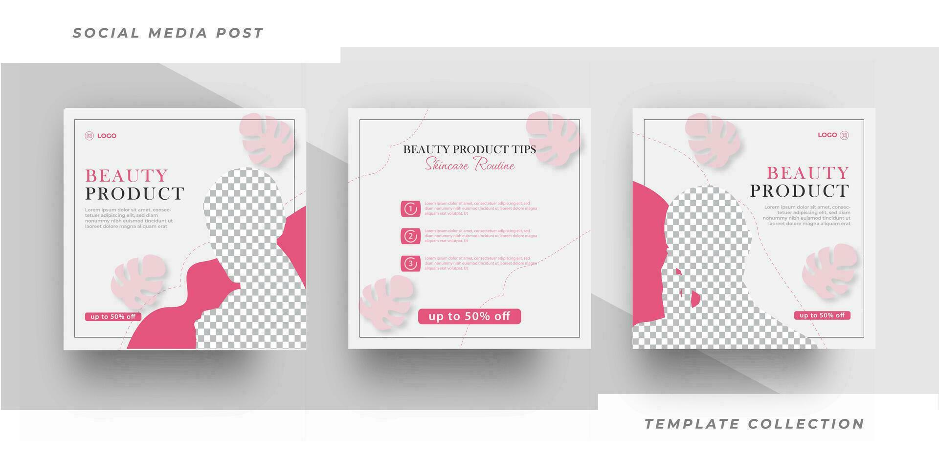 Beauty and spa skincare Makeup Salon square banner collection Square Flyer Template Design, Pro Vector