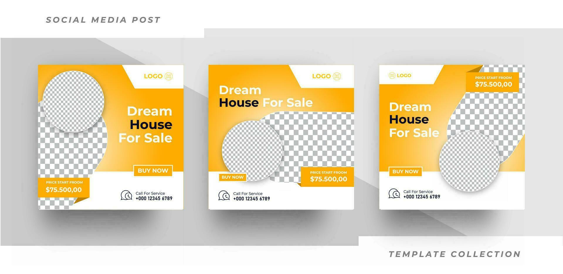 Dream home for sale Social Media Post Templates, Editable Post Templates Social Media Banners. Pro Vector