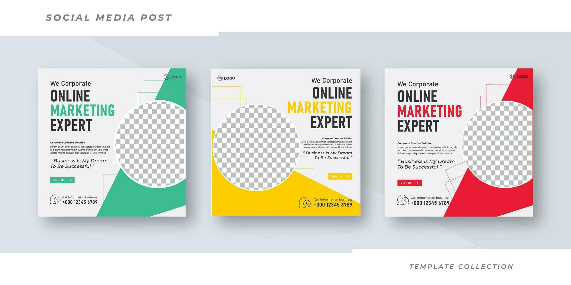 Online marketing expert Webinar Social Media Post Set , Corporate Business Promotion Social Media Web Banner, Square Flyer Design Template Pro vector