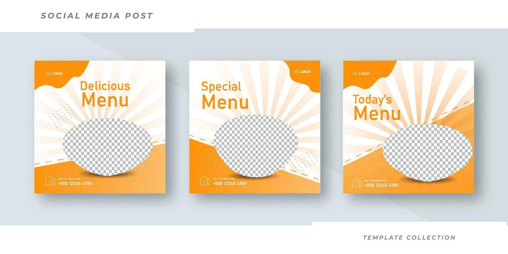 Food menu banner social media post template design. Suitable for Social Media Post Restaurant menu banner social media post. Pro Vector