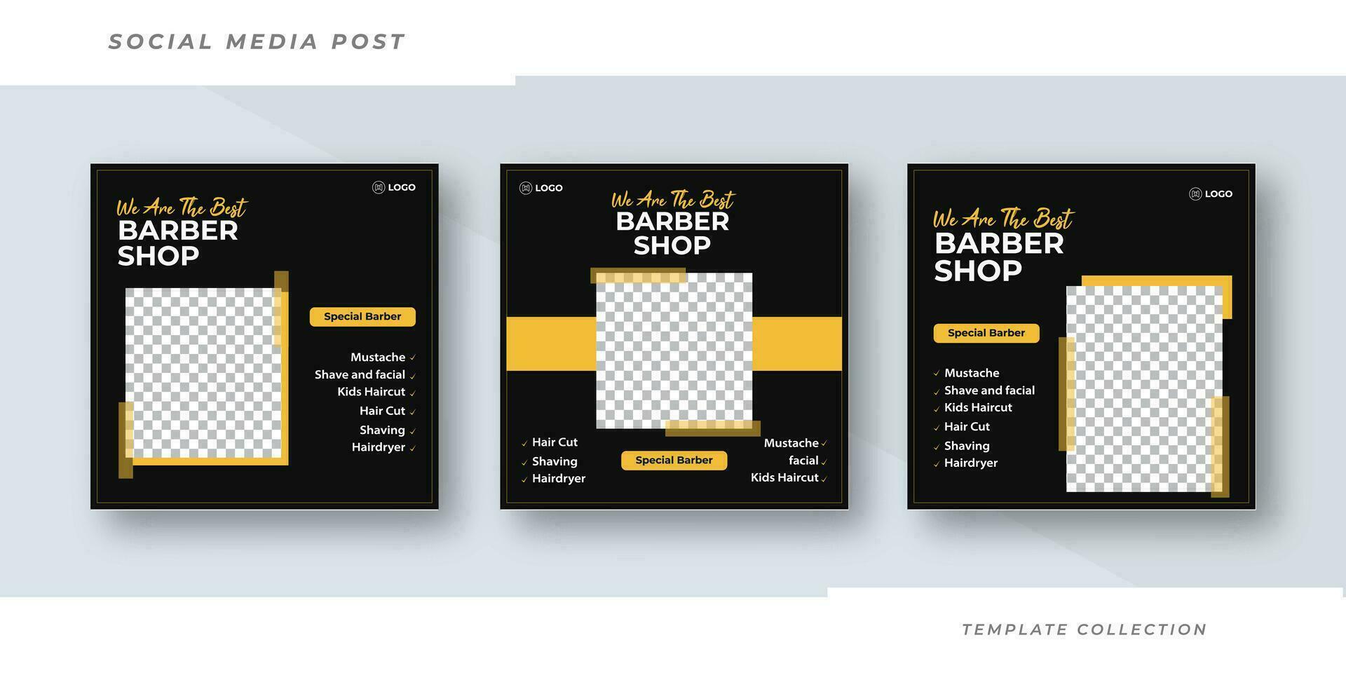 Social media collection for barber shop business template, Pro Vector