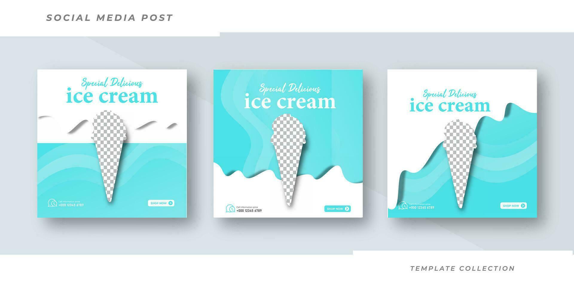 Special Delicious ice cream social media banner post and Special chocolate ice cream template design. Pro Vector