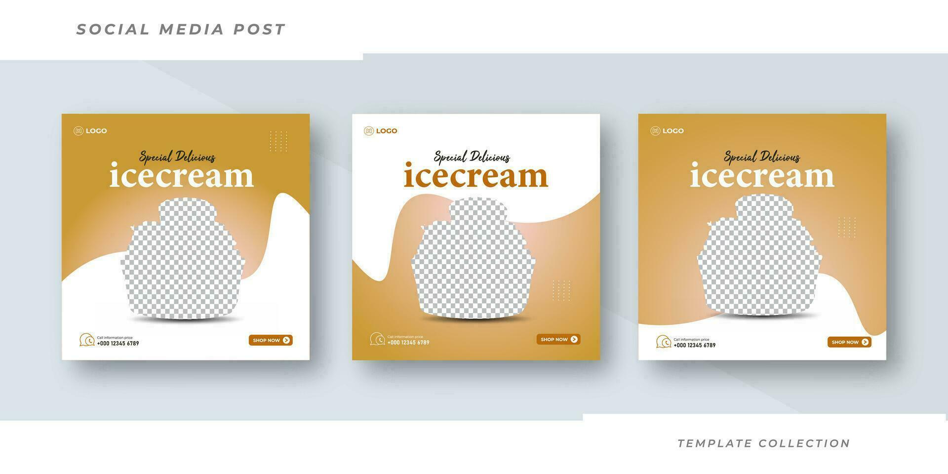 Special Delicious ice cream social media banner post and Special chocolate ice cream template design Pro vector