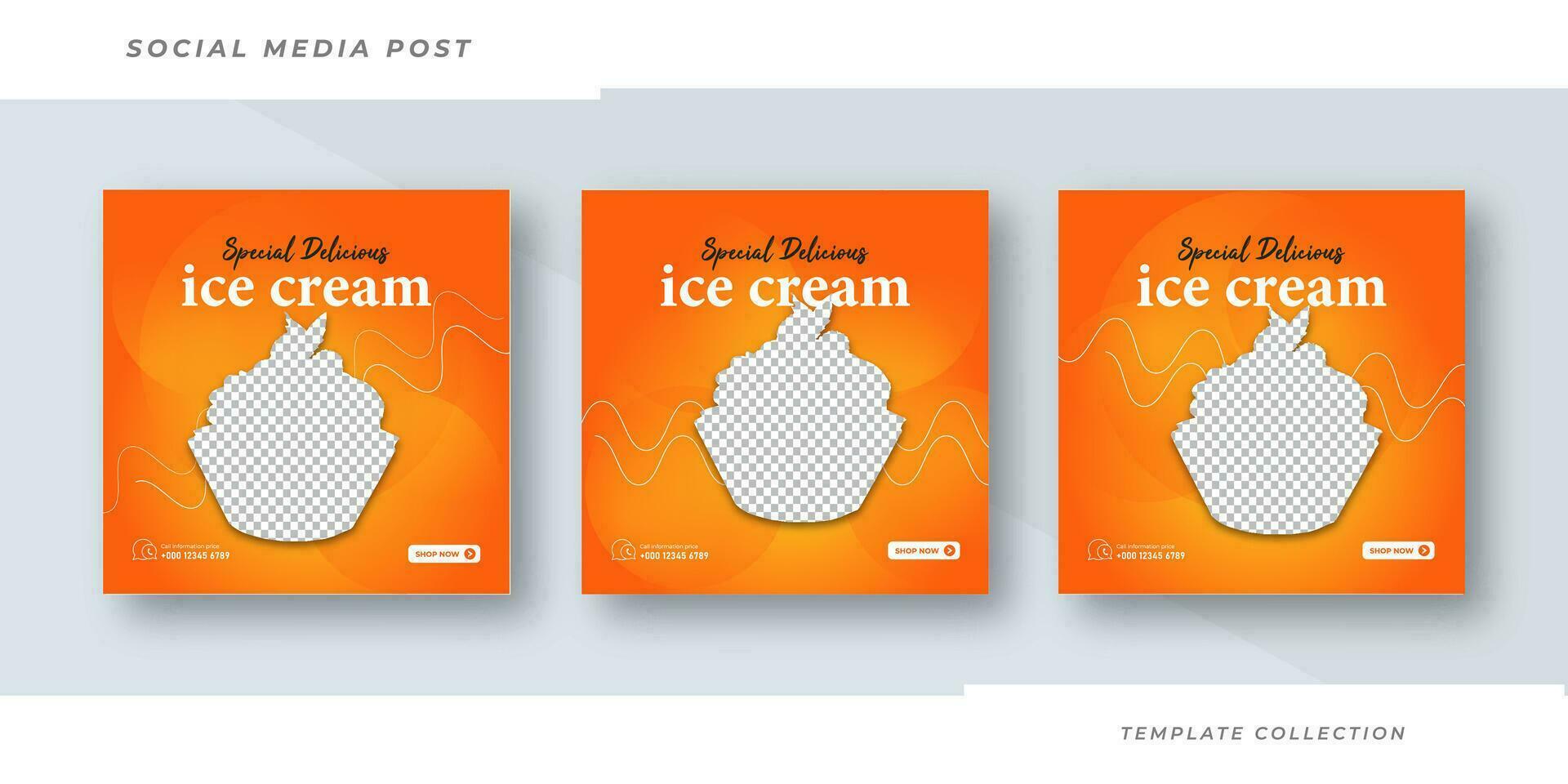 Special Delicious ice cream social media banner post and Special chocolate ice cream template design. Pro Vector