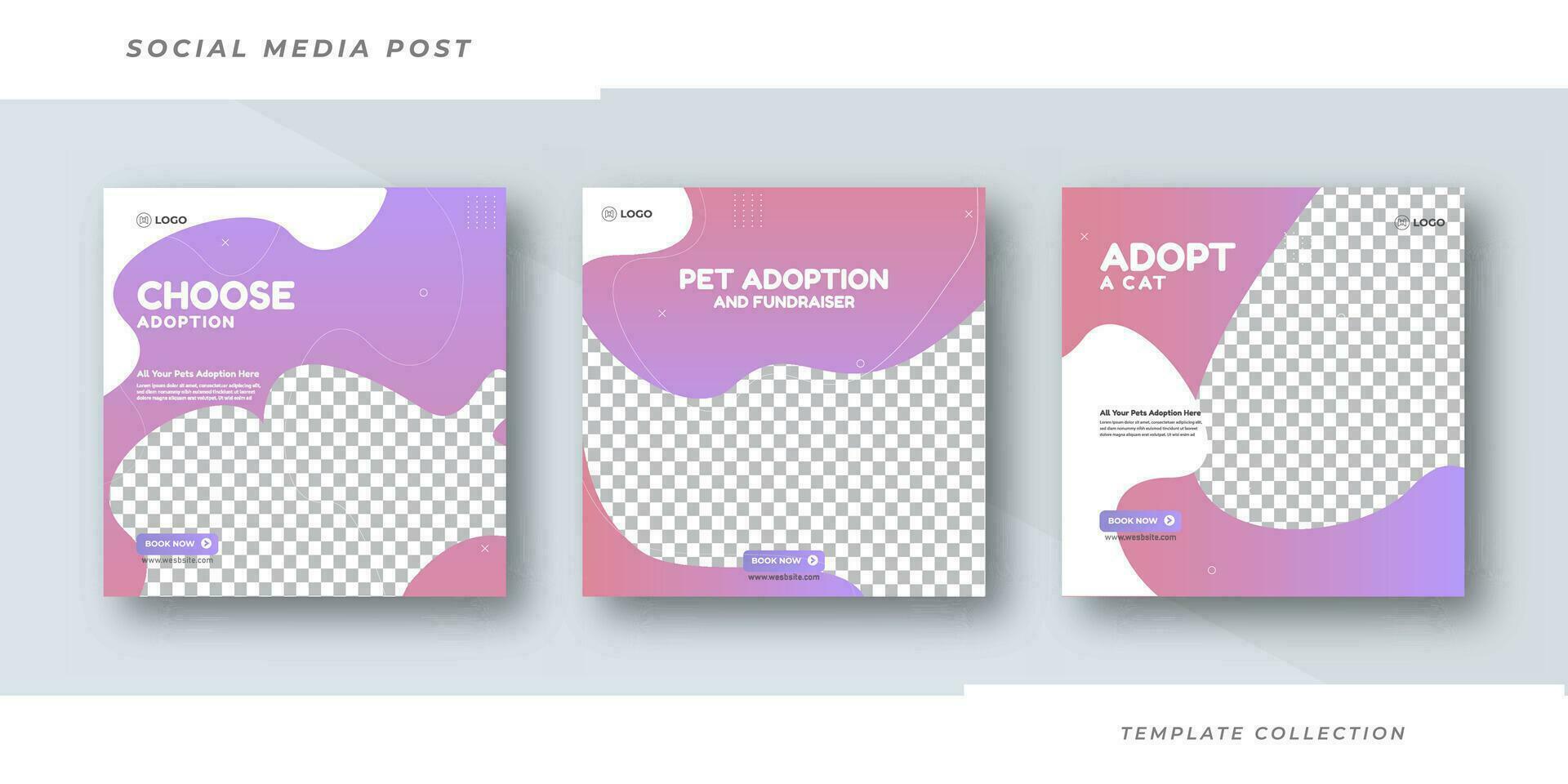 Adoption cat Best need service pet shop, animal care promotion banner social media pack template. Pro Vector