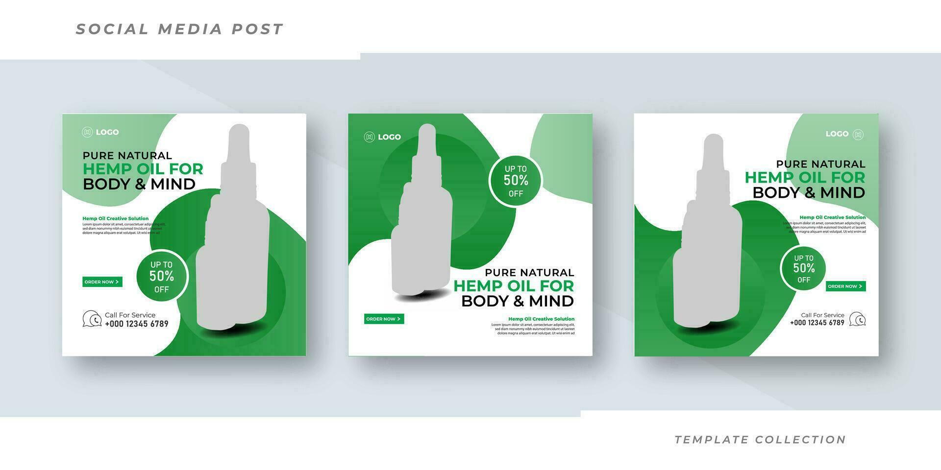 Hemp oil for body mind product social media post banner template Design Pro Vector