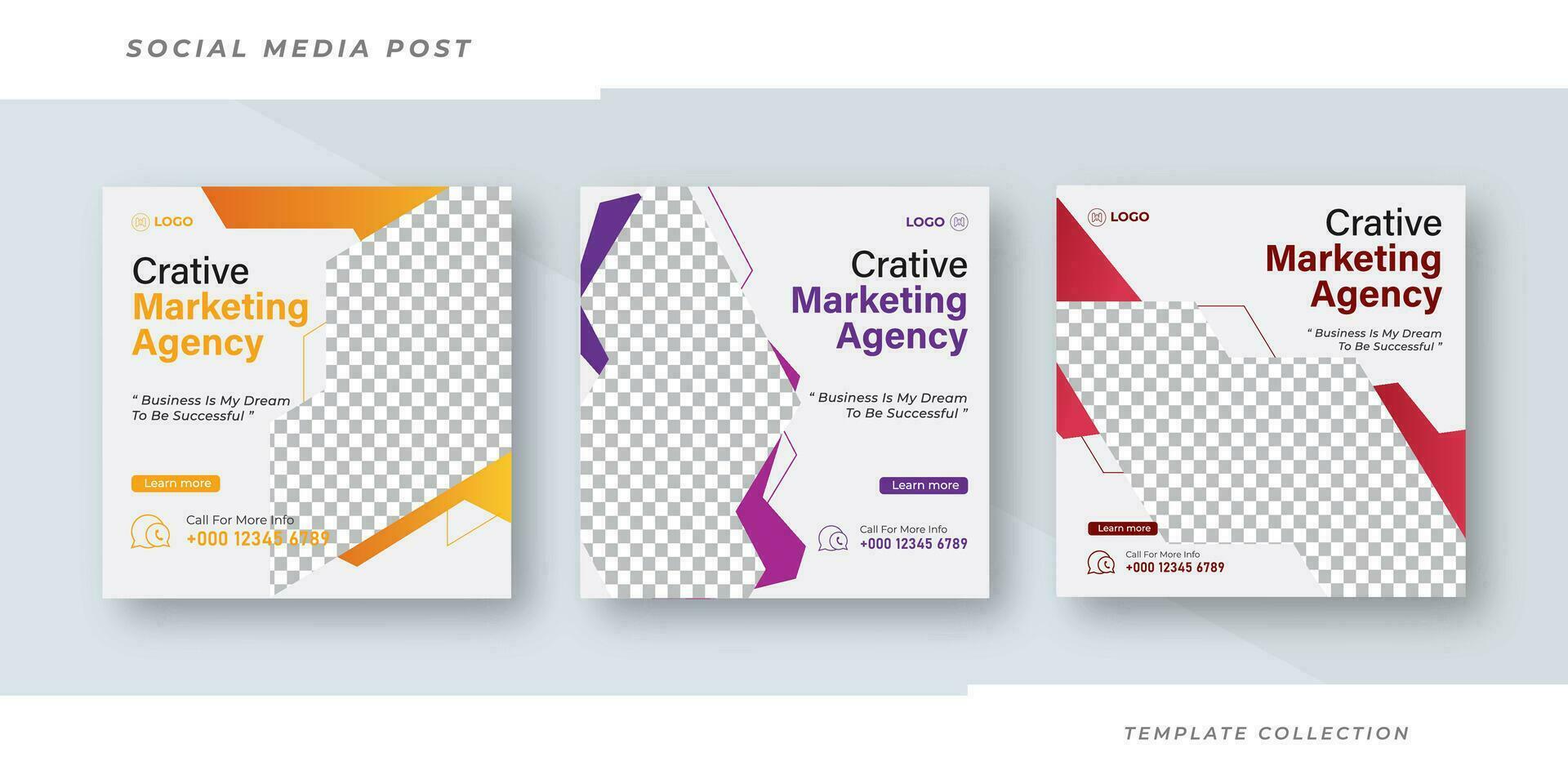 Creative marketing agency Online Webinar Social Media Post Set , Corporate Business Promotion Social Media Web Banner, Square Flyer Design Template Pro vector