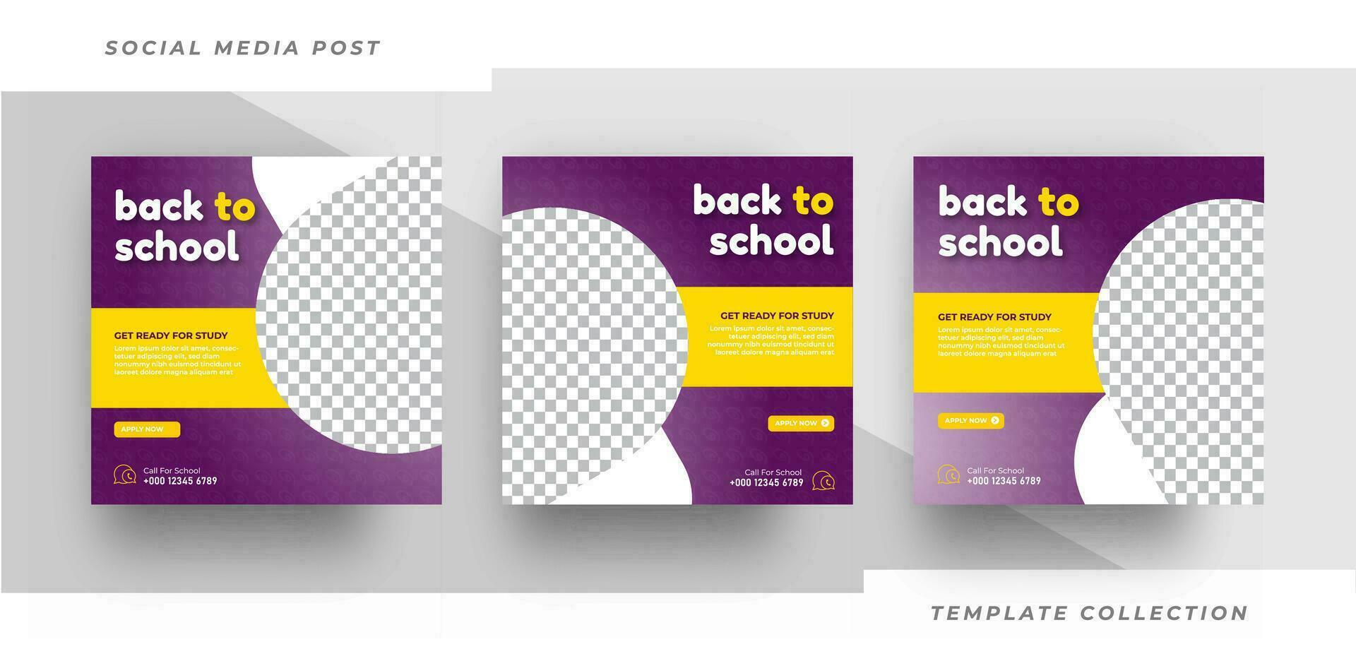 Back to school admission promotion template design, School admission social media post banner design squares background education Pro Vector