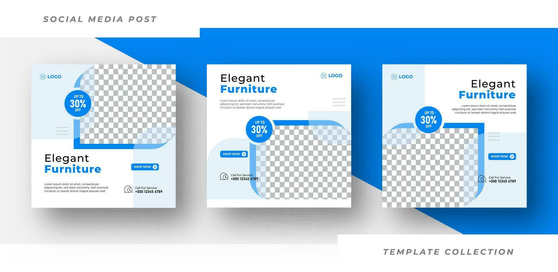 Elegant minimalist furniture for sale social media post template design Pro Vector