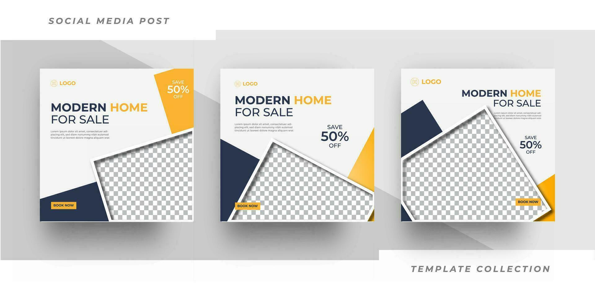 Modern home for sale Social Media Post Templates, Editable Post Templates Social Media Banners. Pro Vector