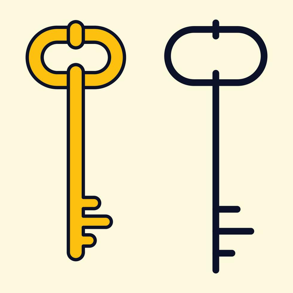 A golden key, old key style, key illustration vector, suitable for logo and sign and banner, also good for accessibility and password and authority button and sign, and good for print tools and books vector