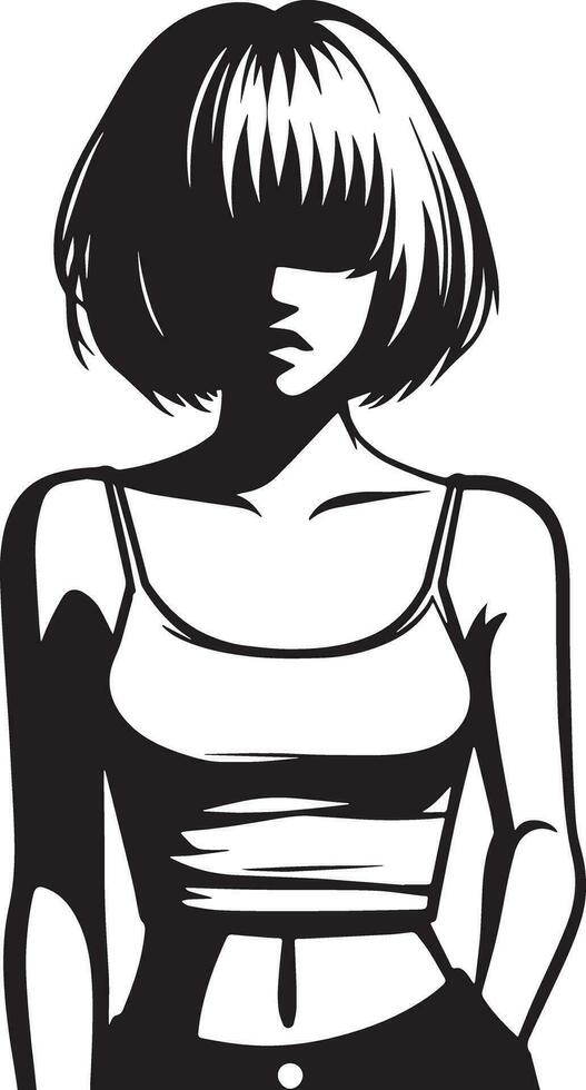 Moda mujer bosquejo dibujo. vector