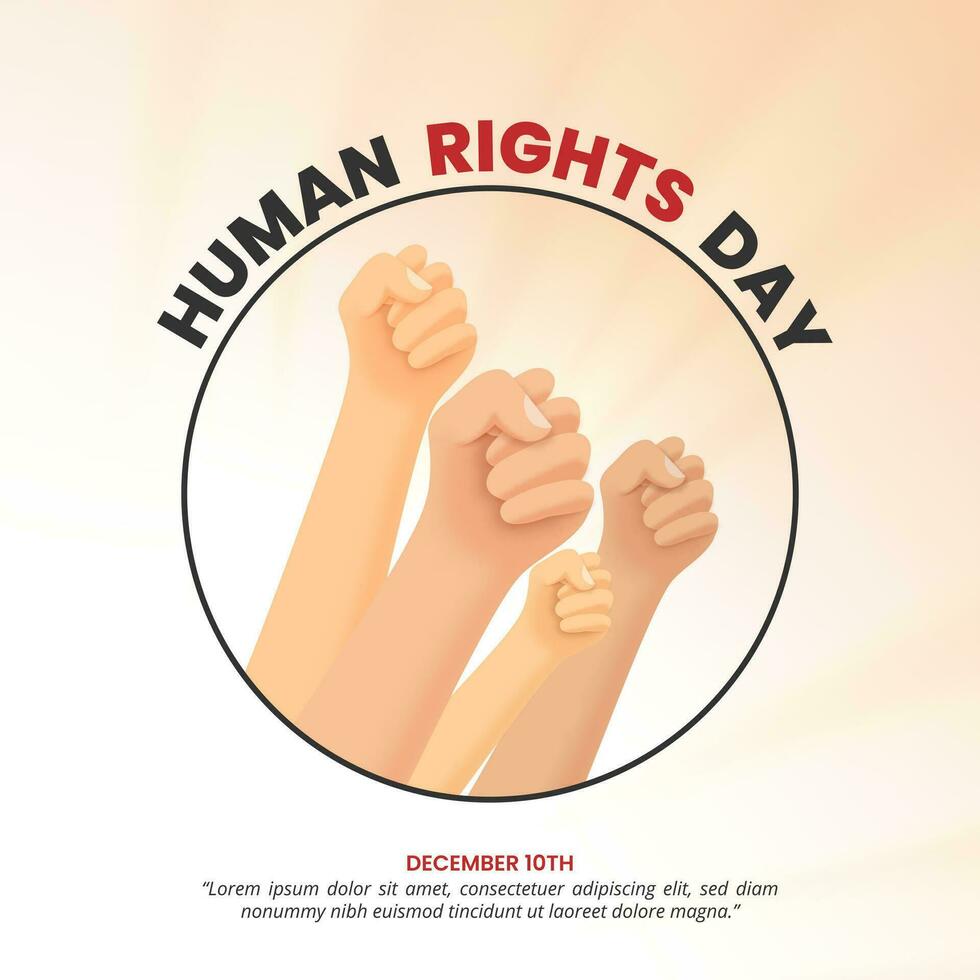 Human Rights Day background with raised hands vector