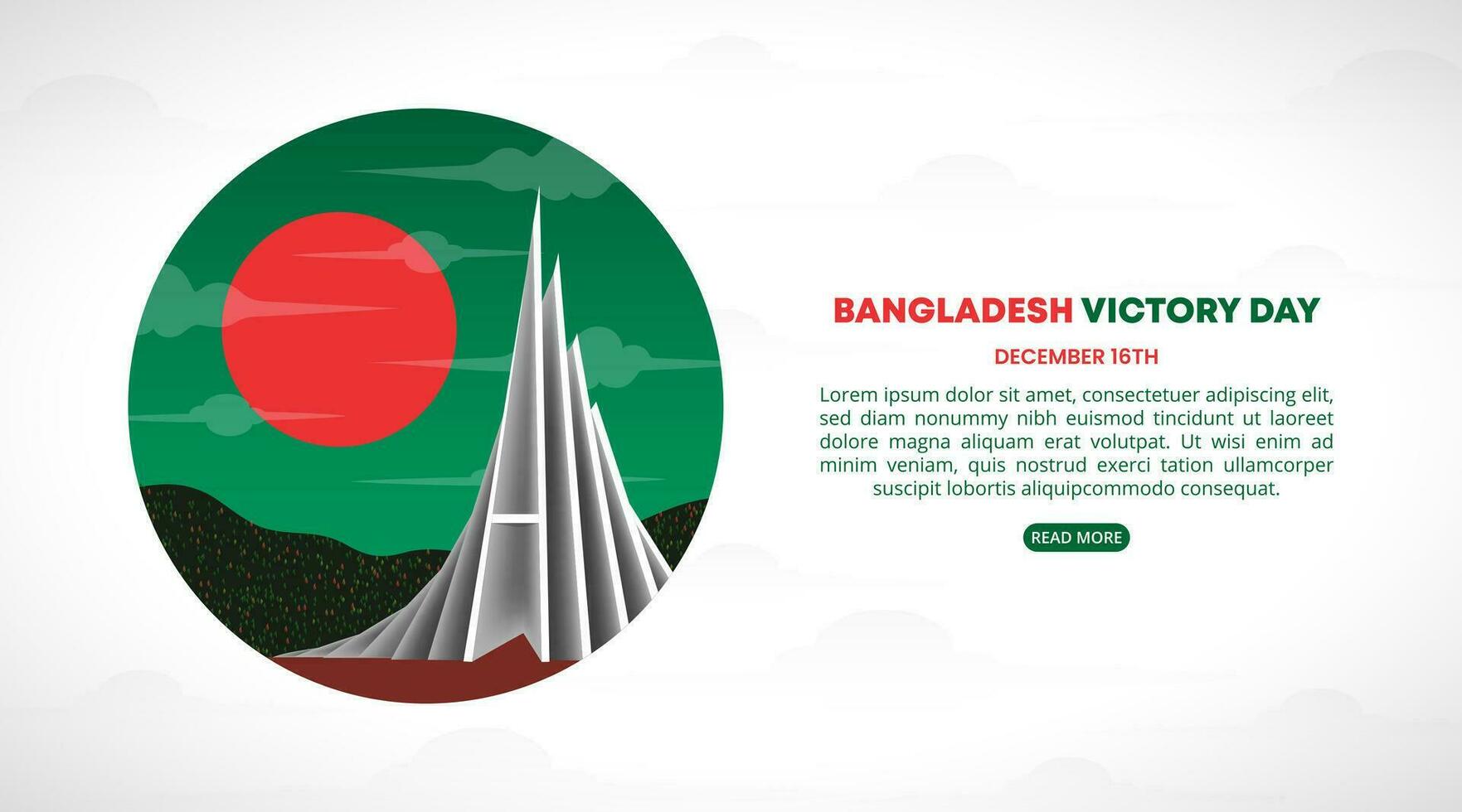 Bangladesh Victory Day with a monument and cloudy background vector