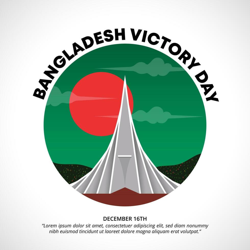 Square Bangladesh Victory Day background with an illustration of a monument vector