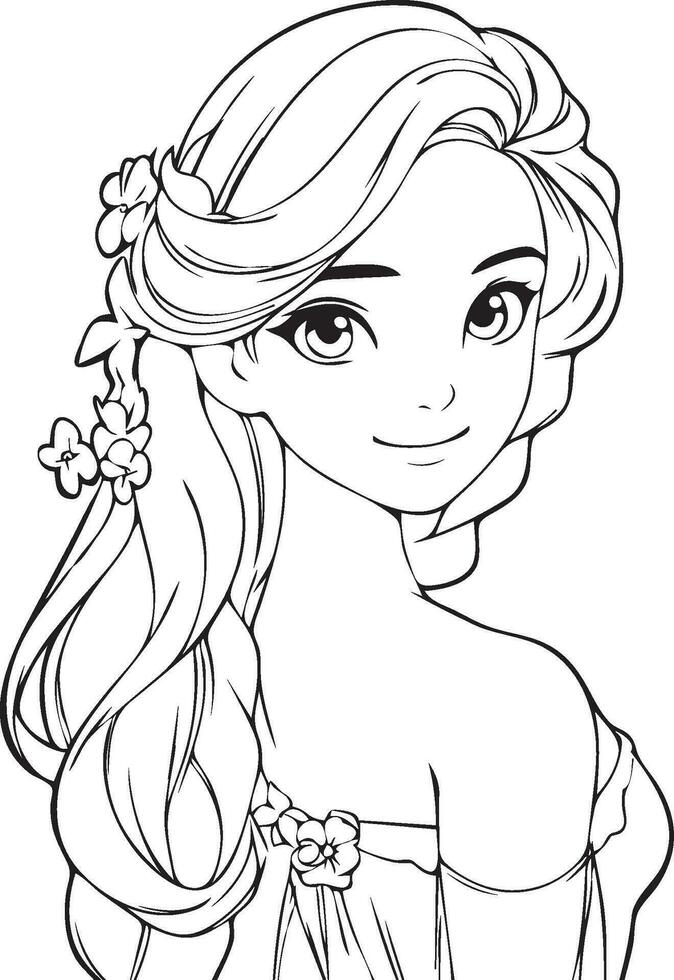 Princess coloring page vector EPS10